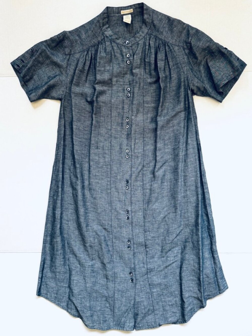 GAP Vintage Dress - Classic Women's Blue Linen-Cotton Button-Front - Size 6